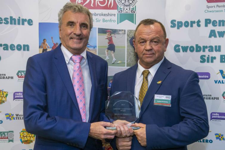 Lifetime Achievement at Sport Pembrokeshire awards - Graham Brockway with Geoff Williams